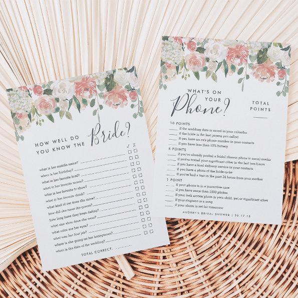 Midsummer Floral Double-Sided Bridal Shower Game Invitations
