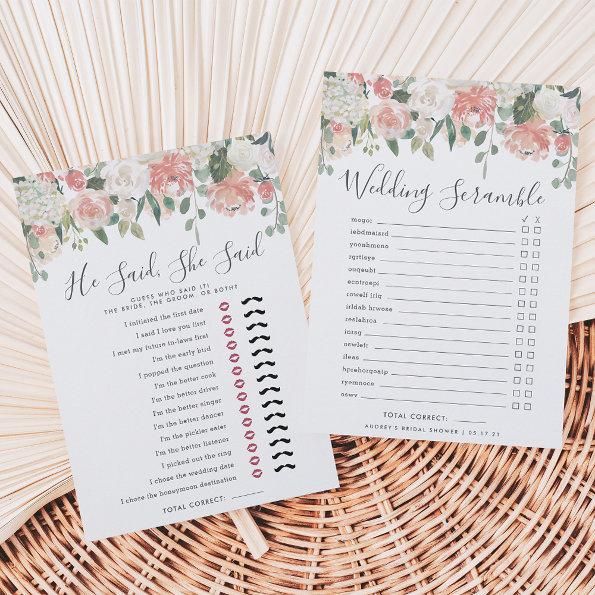 Midsummer Floral Double-Sided Bridal Shower Game Invitations