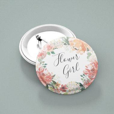 Midsummer Floral Flower Girl Pinback Button