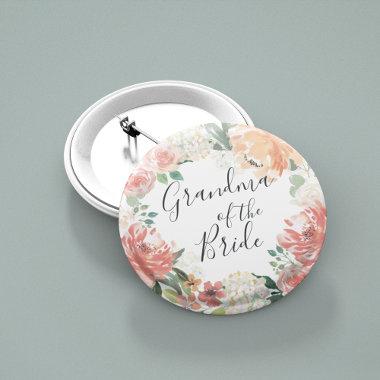 Midsummer Floral Grandma of the Bride Pinback Button