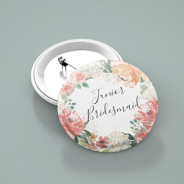 Midsummer Floral Junior Bridesmaid Pinback Button