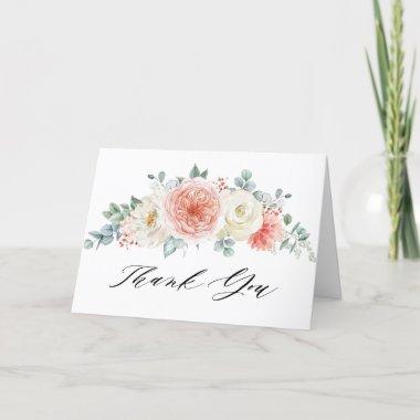 Midsummer Peach Pastel Pink Floral Bridal Shower Thank You Invitations