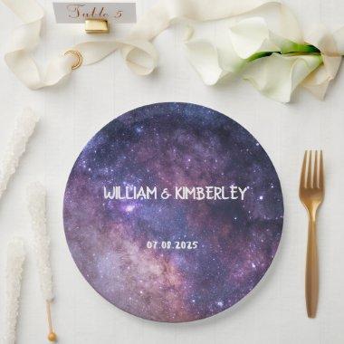 Milky Way Stars Sky Galaxy Elegant Wedding Paper Plates