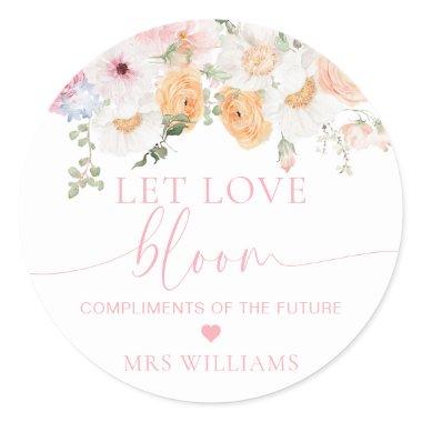 Millie Floral Let Love Bloom Favor Classic Round Sticker