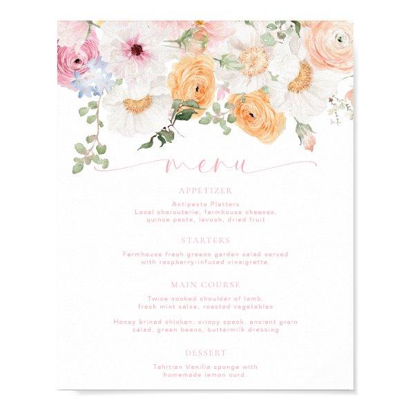 Millie Floral Menu Poster