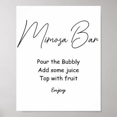 Mimosa Bar Black White Wedding Sign