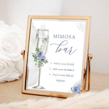 Mimosa Bar, Blue Silver Flowers & Glass, Shower Poster