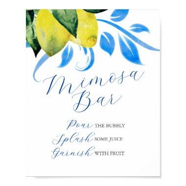 Mimosa Bar Blue & Yellow Lemons Poster