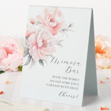 MIMOSA BAR Blush Pink Peonies Floral  Table Tent Sign