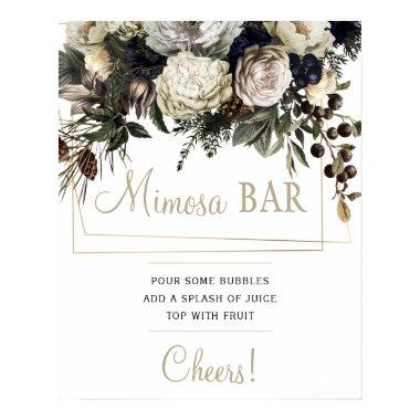 Mimosa bar bridal shower winter floral party sign