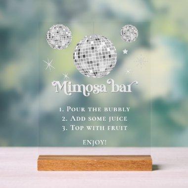 Mimosa Bar Bubbly Disco Ball  Acrylic Sign