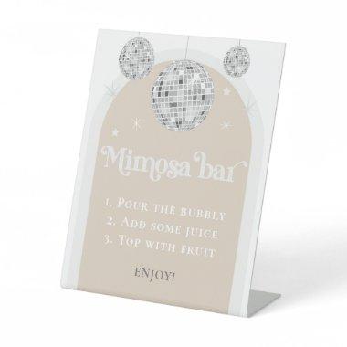 Mimosa Bar Bubbly Disco Ball Bridal Shower Pedestal Sign