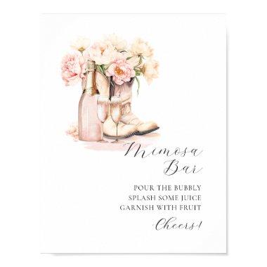 MIMOSA BAR Cowgirl Boots Champagne Bridal Shower Poster