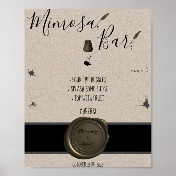 Mimosa Bar Feather Pen & Inkwell Wedding Sign