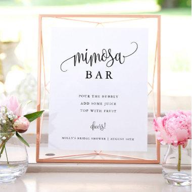 Mimosa Bar Minimalist Calligraphy Black and White Poster