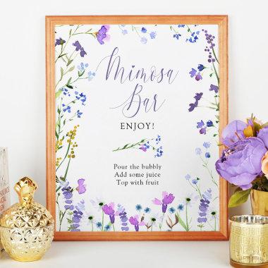 Mimosa Bar Purple Wildflower Bridal Shower Sign