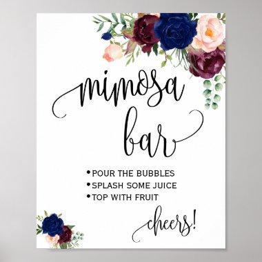 Mimosa bar sign bridal wedding shower navy marsala