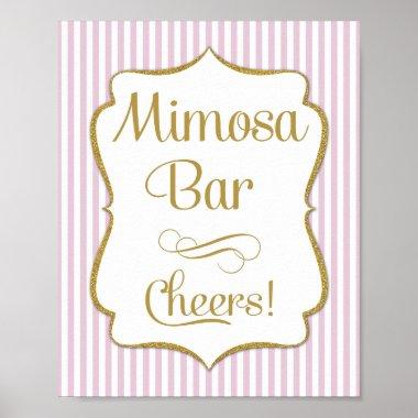Mimosa Bar Sign Pink Gold Stripe
