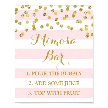 Mimosa Bar Sign Pink Stripes Gold Confetti