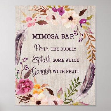 Mimosa Bar Sign Rustic Boho Floral Bridal Shower