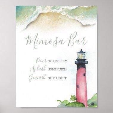 Mimosa Bar Watercolor Lighthouse Poster