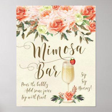 Mimosa Bar Wedding Sign peach floral