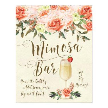 Mimosa Bar Wedding Sign peach floral