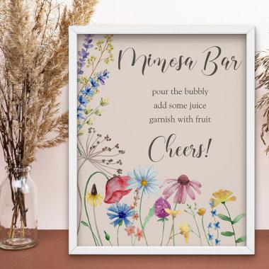 Mimosa Bar Wildflower Charm Country Bridal Shower Poster