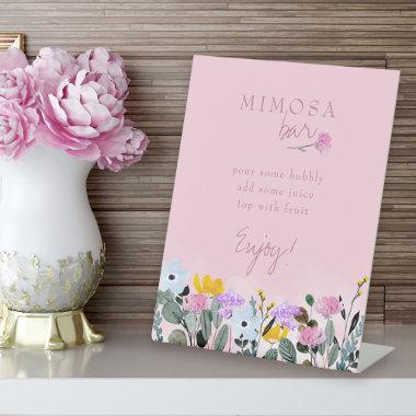 Mimosa Bar Wildflower Lawn Pink Bridal Shower Pedestal Sign