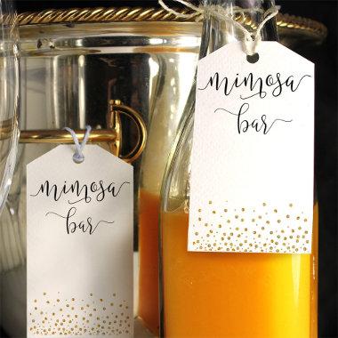 Mimosa bottle tags with gold bubbly bling