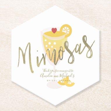 Mimosa Bridal Shower Thank You Gold Yellow Paper Coaster