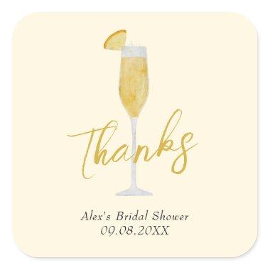 Mimosa Brunch Cocktail Glass Bridal Shower Square Sticker