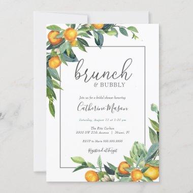 Mimosa Orange Brunch and Bubbly Bridal Shower Invitations