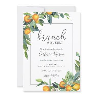 Mimosa Orange Brunch and Bubbly Bridal Shower Invitations