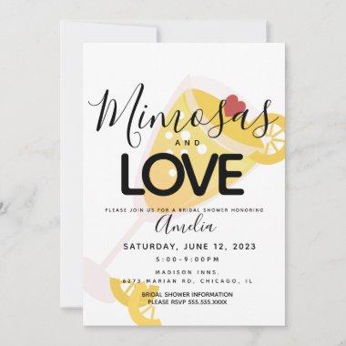 Mimosa Yellow Black Bridal Shower Invitations