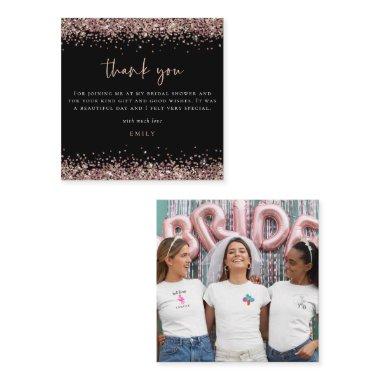 MINI Rose Gold Glitter Photo  Thanks Note