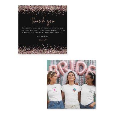 MINI Rose Gold Glitter Photo Bridal Shower Thanks Note Invitations