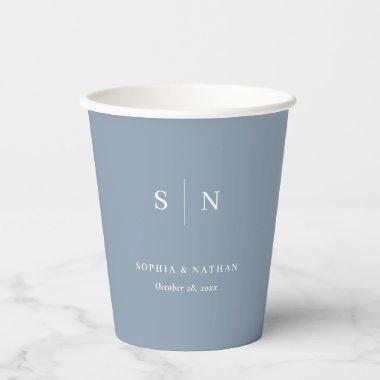 Minimal and Chic | Dusty Blue and White Wedding Paper Cups