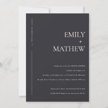 MINIMAL BLACK AND WHITE TYPOGRAPHY COUPLES SHOWER Invitations