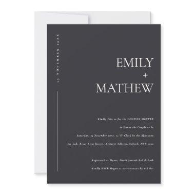 MINIMAL BLACK AND WHITE TYPOGRAPHY COUPLES SHOWER Invitations