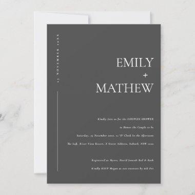 MINIMAL BLACK AND WHITE TYPOGRAPHY COUPLES SHOWER Invitations