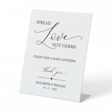 Minimal Black Calligraphy Spread Love Not Germs Pedestal Sign