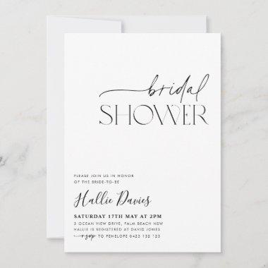 Minimal Black White Bridal Shower Invitations