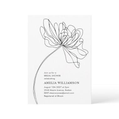 Minimal Black White Flower Drawing