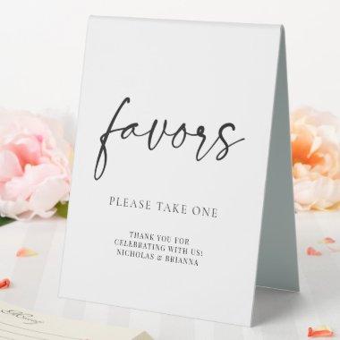 Minimal Black White Modern Classic Wedding Favor Table Tent Sign