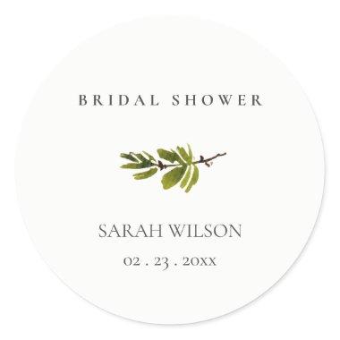 Minimal Black & White Pine Branch  Classic Round Sticker