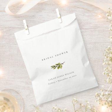 Minimal Black & White Pine Branch Bridal Shower Favor Bag