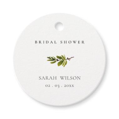 Minimal Black & White Pine Branch Bridal Shower Favor Tags