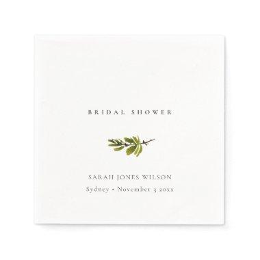 Minimal Black & White Pine Branch  Napkins