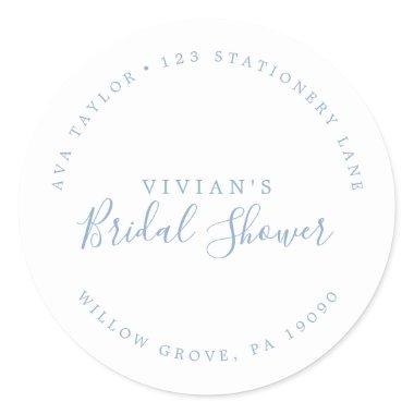 Minimal Blue  Circular Return Address Classic Round Sticker
